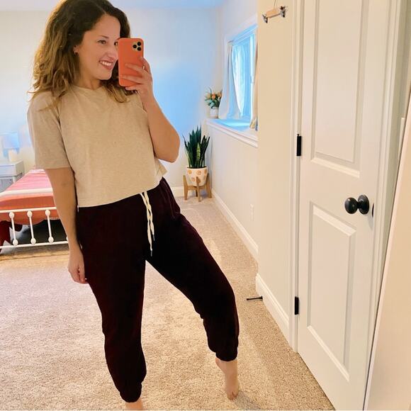 NWT n:Philanthrophy Burgundy Soft Jogger Pants Medium - Picture 1 of 12